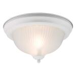 11.25 in. White Flush Mount Ceiling Light Fixture with Frosted Swirl Glass Shade and 2 Lights (HPI-9720 WH)