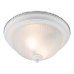 11.25 in. White Flush Mount Ceiling Light Fixture with Frosted Swirl Glass Shade and 2 Lights (HPI-9720 WH)