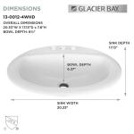 Glacier Bay WhiteAragon 20 in. Drop-In Oval Vitreous China Bathroom Sink