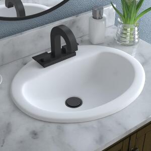 Glacier Bay WhiteAragon 20 in. Drop-In Oval Vitreous China Bathroom Sink