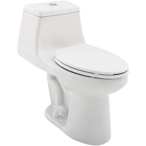 Glacier Bay McClure 12-Inch Rough-In One-Piece Elongated Toilet with Dual Flush Options (1.1 GPF/1.6 GPF) in White, Seat Included.