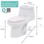 Glacier Bay McClure 12-Inch Rough-In One-Piece Elongated Toilet with Dual Flush Options (1.1 GPF/1.6 GPF) in White, Seat Included.