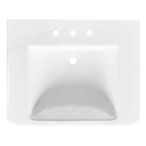 Glacier Bay White Fine FireclayFiona 7.28 in. Pedestal Sink Basin with 8 in. Faucet Spread