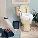 Glacier Bay E-Z Round 5 inch Elevated Lockable Toilet Seat with Armrests, White