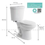 Glacier Bay 12-inch Rough-In Two-Piece Elongated Toilet with Dual Flush (1.1 GPF/1.6 GPF) in White, Seat Included.