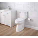 Glacier Bay Power Flush 2-Piece Extra Tall Elongated Toilet with Single Flush (1.28 GPF) in White, including a Slow-Close Seat.