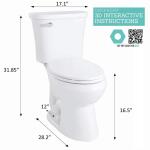 Glacier Bay Power Flush 12-Inch Rough-In Two-Piece Elongated Toilet with Single Flush (1.28 GPF) in White, includes seat.