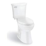 Glacier Bay Power Flush 12-Inch Rough-In Two-Piece Elongated Toilet with Single Flush (1.28 GPF) in White, includes seat.