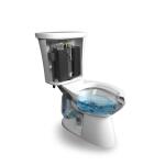 Glacier Bay Power Flush 12-Inch Rough-In Two-Piece Elongated Toilet with Single Flush (1.28 GPF) in White, includes seat.