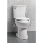 Glacier Bay Power Flush 12-Inch Rough-In Two-Piece Elongated Toilet with Single Flush (1.28 GPF) in White, includes seat.