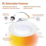 HALO RL56 Series 5/6-inch Integrated LED Recessed Retrofit Module, Selectable CCT, Matte White, 600 Lumens (RL56069FSD2W1EWH)