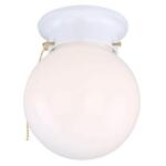 Hampton Bay 6 in. 1-Light White Globe LT Flush Mount with Pull Switch (RS1951201)