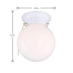 Hampton Bay6 in. 1-Light White Globe LT Flush Mount with Pull Switch (RS1951201)