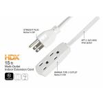 HDX 15 ft. 16/3 Light Duty Indoor Multi-Outlet Extension Cord with Banana Tap - (White)