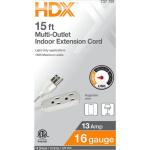 HDX 15 ft. 16/3 Light Duty Indoor Multi-Outlet Extension Cord with Banana Tap - (White)