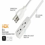 HDX8 ft. 16/3 Light Duty Indoor Multi-Outlet Extension Cord with Banana Tap, White (HD#838-802)