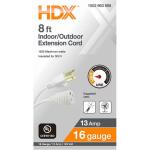 HDX 8 ft. 16/3 Light Duty Indoor/Outdoor Extension Cord - (White) HW1638HDW