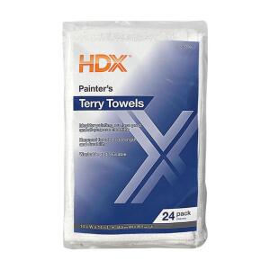 HDX14 in. x 14 in. Cotton Painter's Towels (24-Count)(T-00476-HDX)