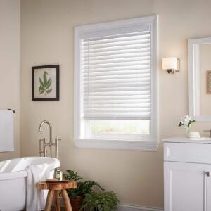 Home Decorators CollectionWhite Cordless Faux Wood Blinds for Windows with 2 in. Slats - 35 in. W x 64 in. L (Actual Size 34.5 in. W x 64 in. L) (10793478184453)