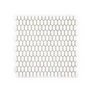 Jeffrey CourtSerenity Dolomite 11.125 in. x 11.875 in. Elongated Hex Matte White/Grey Glass Mosaic Wall/Floor Tile (0.917 SF/Each) (13157)