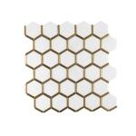 Jeffrey CourtKarats White 10.625 in. x 11.125 in. Hexagon Polished Marble/Gold Metal Floor and Wall Mosaic Tile (0.820 sq. ft./Each) (97937)