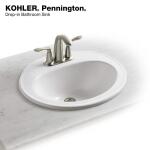 Kohler Pennington 20-1/4 in. in White with Overflow Drain Oval Top-Mount Vitreous China Bathroom Sink