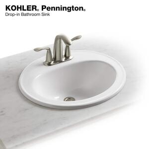 Kohler Pennington 20-1/4 in. in White with Overflow Drain Oval Top-Mount Vitreous China Bathroom Sink