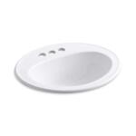 KohlerPennington 20-1/4 in. in White with Overflow Drain Oval Top-Mount Vitreous China Bathroom Sink