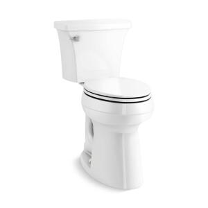 Kohler Highline Arc Extra Tall 12-Inch Rough-In Two-Piece Elongated Toilet with Single Flush (1.28 GPF) in White, featuring a Soft Close Seat.