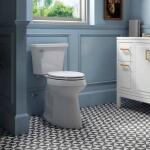 Kohler Highline Arc Extra Tall 12-Inch Rough-In Two-Piece Elongated Toilet with Single Flush (1.28 GPF) in White, featuring a Soft Close Seat.