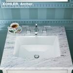 Kohler Archer 19-7/8 in. White Rectangle Undermount Bathroom Sink with Overflow Drain