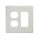 Leviton2-Gang White 1-Decora/Rocker/1-Duplex Outlet/Receptacle Nylon Midway/Midsize Wall Plate (1-Pack) - R52-PJ826-00W