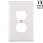 Leviton1-Gang White Duplex Outlet/Receptacle Nylon Midway/Midsize Wall Plate (10-Pack) - M52-00PJ8-0WM