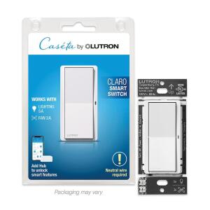 Lutron Claro Smart Switch for Caseta,(DVRF-5NS-WH-R) White