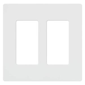 LutronClaro 2 Gang Wall Plate for Decorator/Rocker Switches, Gloss, White (CW-2-WH) (1-Pack) - CW-2-WH