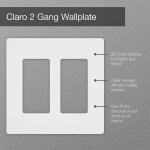 LutronClaro 2 Gang Wall Plate for Decorator/Rocker Switches, Gloss, White (CW-2-WH) (1-Pack) - CW-2-WH