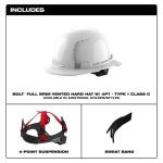 MilwaukeeBOLT White Type 1 Class C Full Brim Vented Hard Hat with 4 Point Ratcheting Suspension (48-73-1201)