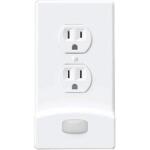 White 1-Gang Motion Activated Duplex Outlet Plastic Wall Plate with Built-In Nightlight (GC-MCDO-W)