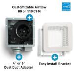 Panasonic Whisper Choice Humidity Sense Auto DC Pick-A-Flow 80/110 CFM Ceiling Bathroom Exhaust Fan, Flex-Z Fast Bracket