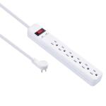 3 ft. 6-Outlet Power Strip Surge Protector, White (LTS-06H-2)