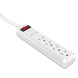 4-Outlet Power Strip Surge Protector with 3 ft. Cord - White YLPT94