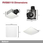 ReVent 80-110 Adjustable CFM Ceiling/Wall Mount Quiet Easy Install Roomside Bathroom/Bath Exhaust Fan, Easy Clean Shield