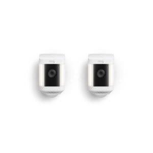 RingSpotlight Cam Plus, Battery - Smart Security Video Camera with LED Lights, 2-Way Talk, Color Night Vision, White, 2-Pack (B0B7QMF9T5)