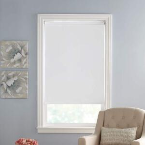  Cut to Size White Cordless Blackout Vinyl Roller Shade 37.25 in. W x 78 in. L (UVBO3778W)