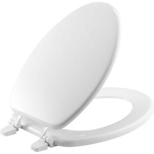 Elongated Enameled Wood Closed Front Toilet Seat in White (30115-000)