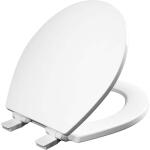 Bemis Mr. Clean Removes for Easy Cleaning + Antimicrobial Round Soft Close White Enameled Wood Closed Front Toilet Seat 