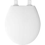 Bemis Mr. Clean Removes for Easy Cleaning + Antimicrobial Round Soft Close White Enameled Wood Closed Front Toilet Seat 