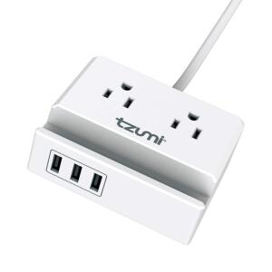 TzumiPower Dock 2-Outlet Multi-Port Surge Protector and Phone Stand (8447HD)