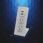 TzumiPower Stand 2-Outlet Multi-Port Surge Protector (8448HD)