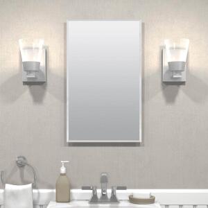 Zenith 16 in. W x 26 in. H Rectangular Recessed or Surface Mount Frameless Beveled Mirror Medicine Cabinet (M1215)